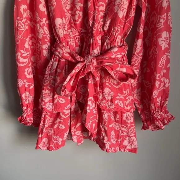 RAMY BROOK Jolie linen Floral Mini Tiered Dress Small - Picture 7 of 16